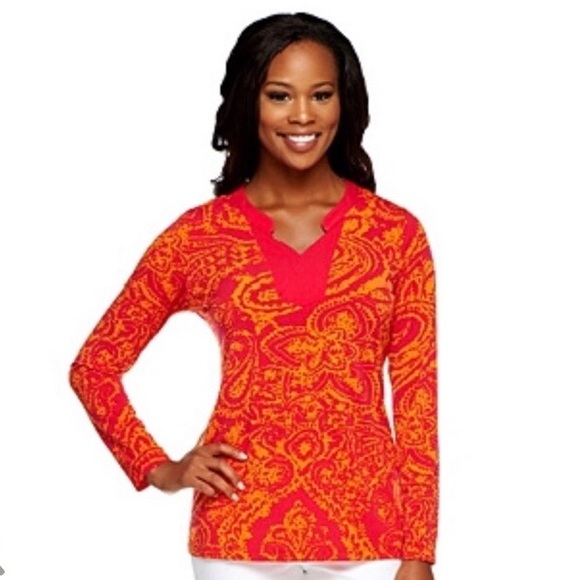 Susan Graver Tops - Susan Graver Liquid Knit Split Neck Top